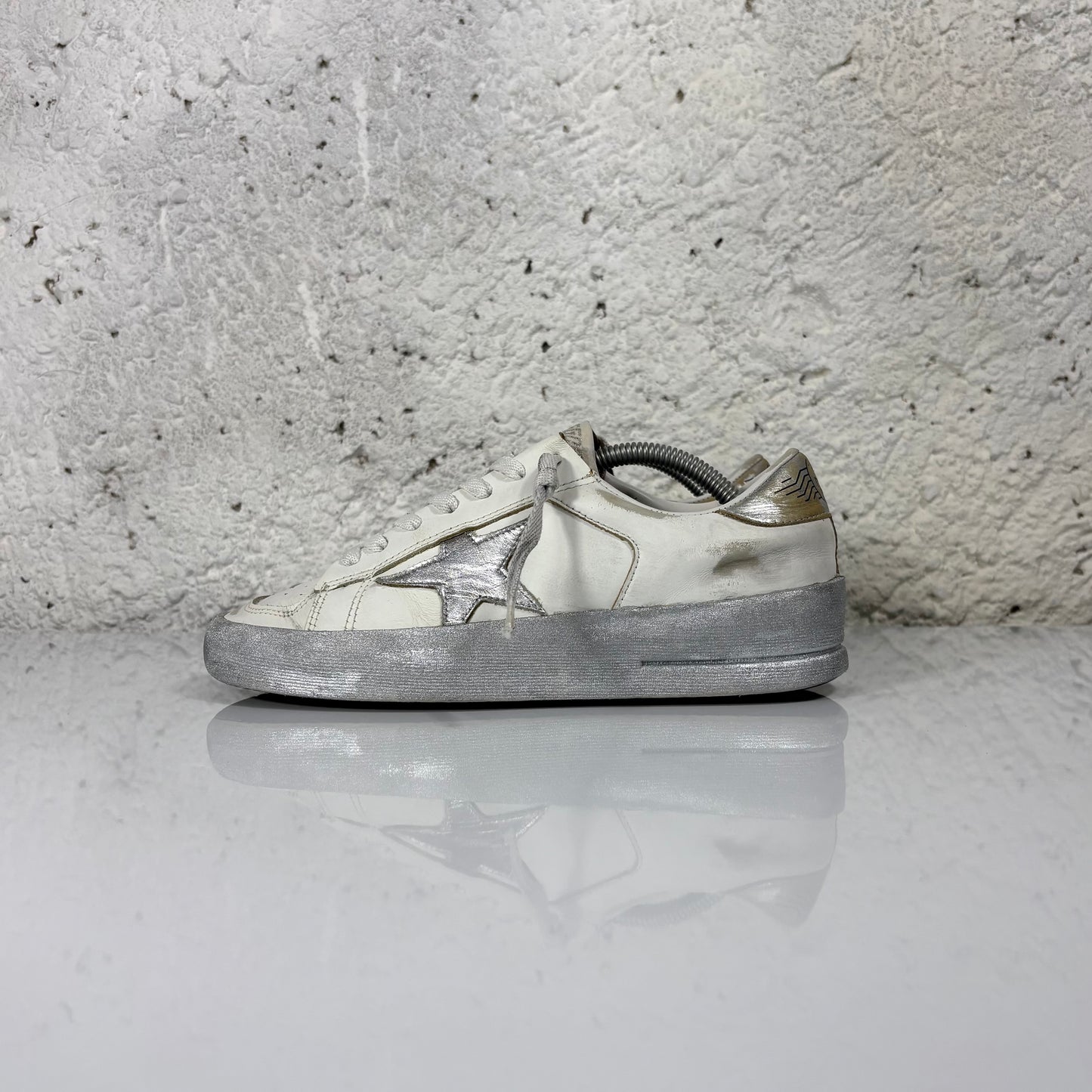 Golden goose Stardan bianco e argento 36