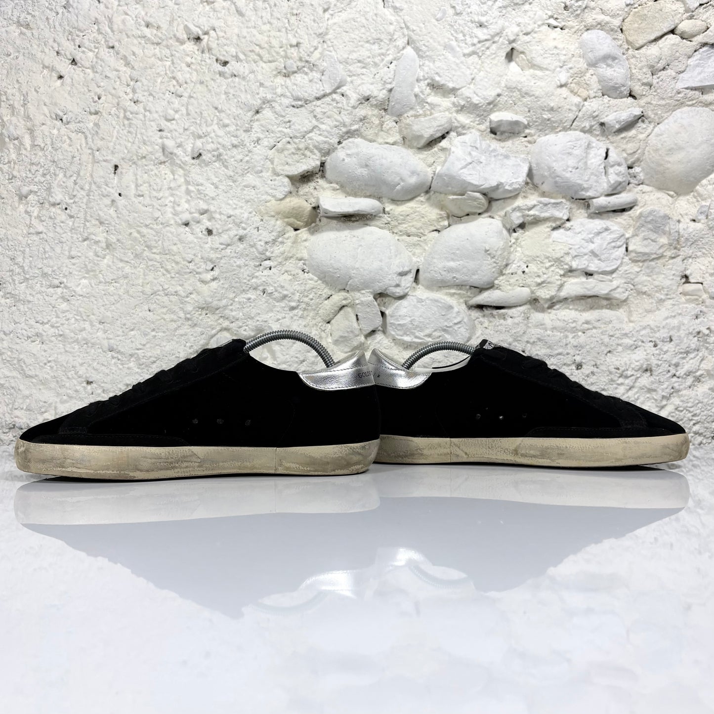 Golden goose Superstar in velluto nero con tallone argento 39