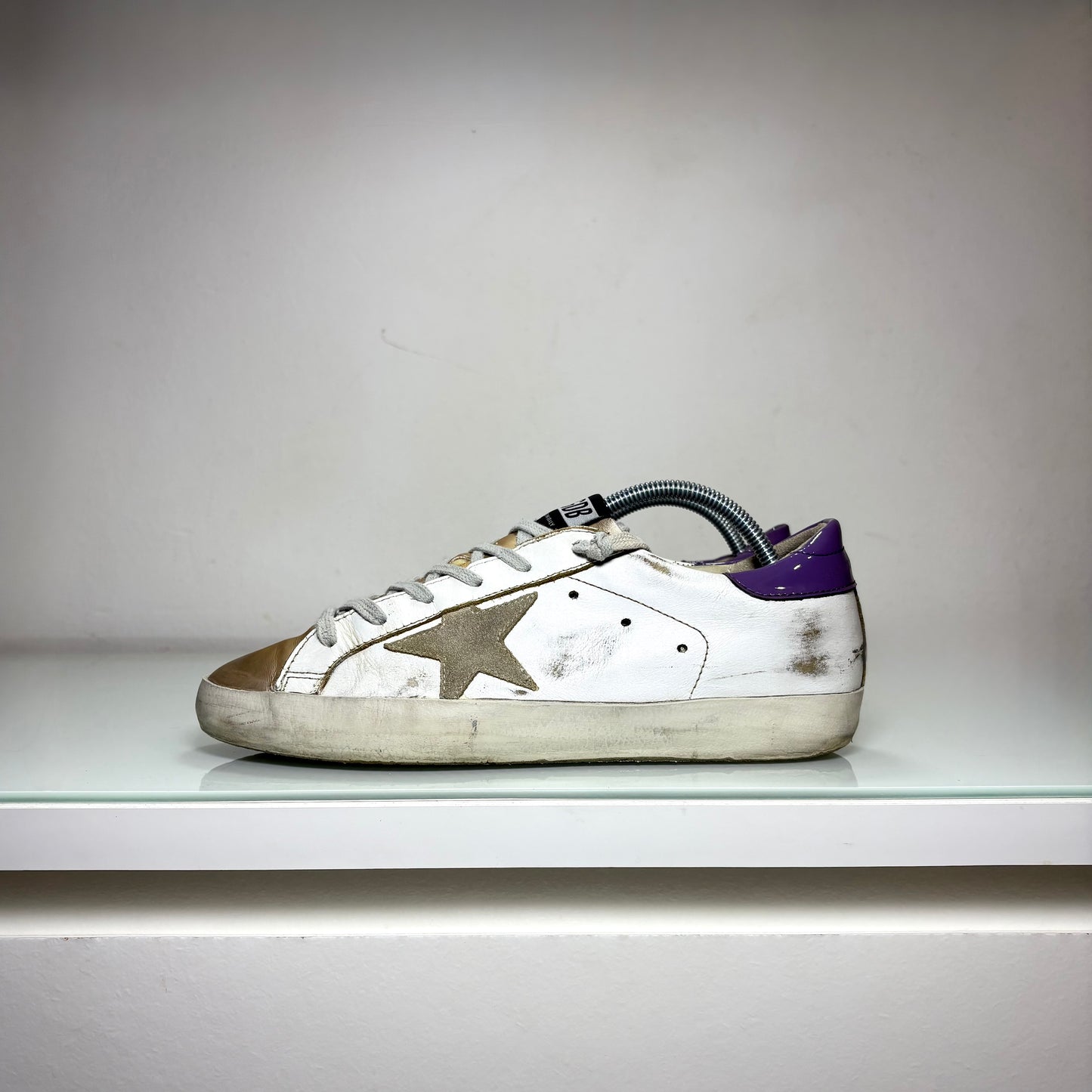 Golden goose Superstar bianche stella beige e tallone viola 39