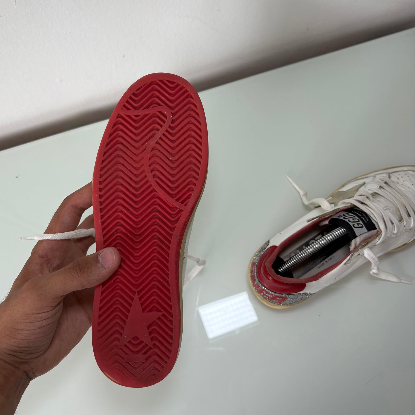 Golden goose ballstar bianche e tallone rosso 37
