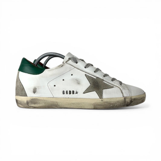Golden goose Superstar bianche, stella grigia e tallone verde 39