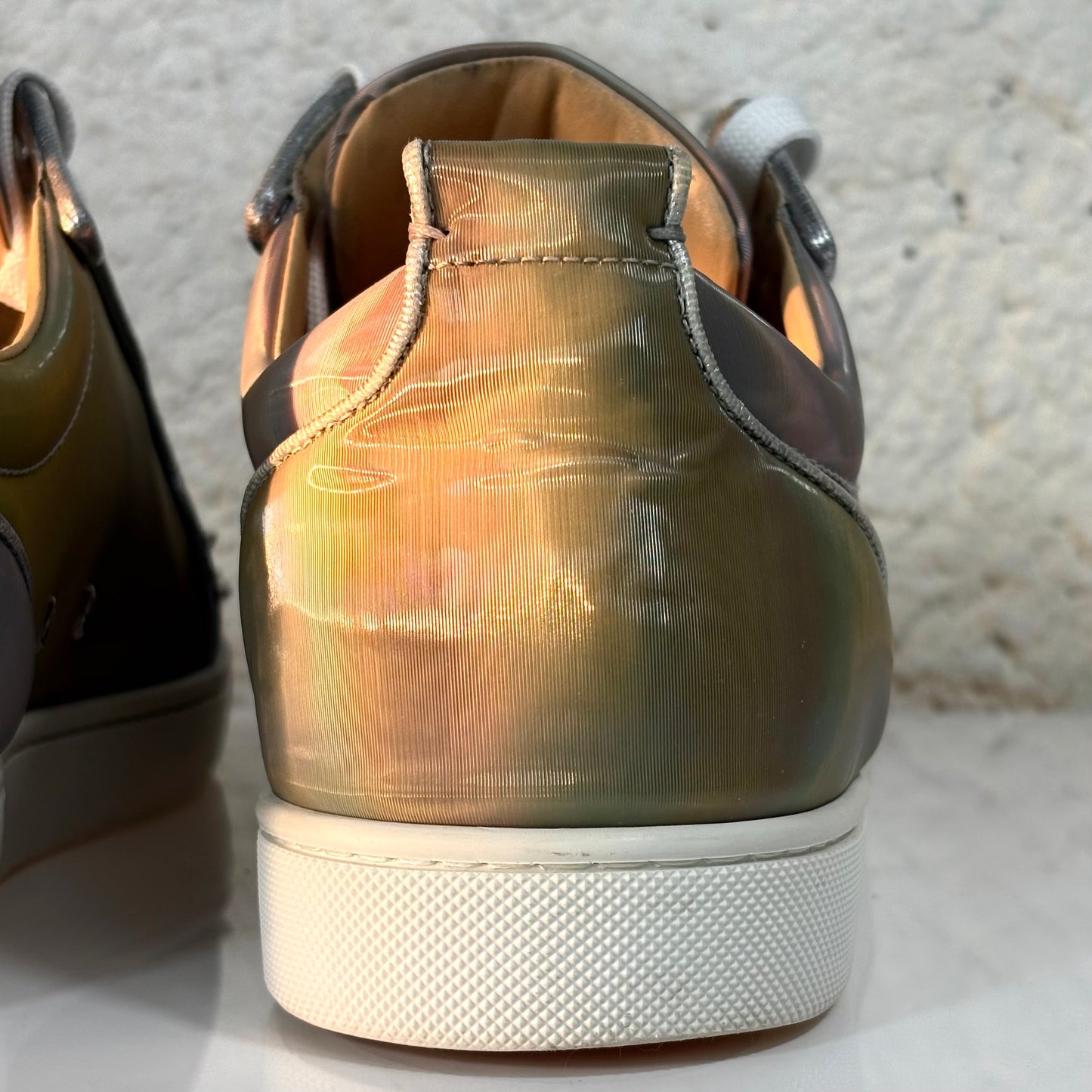 Christian Louboutin Junior Spikes grigio e bronzo iridescente olografico  42,5