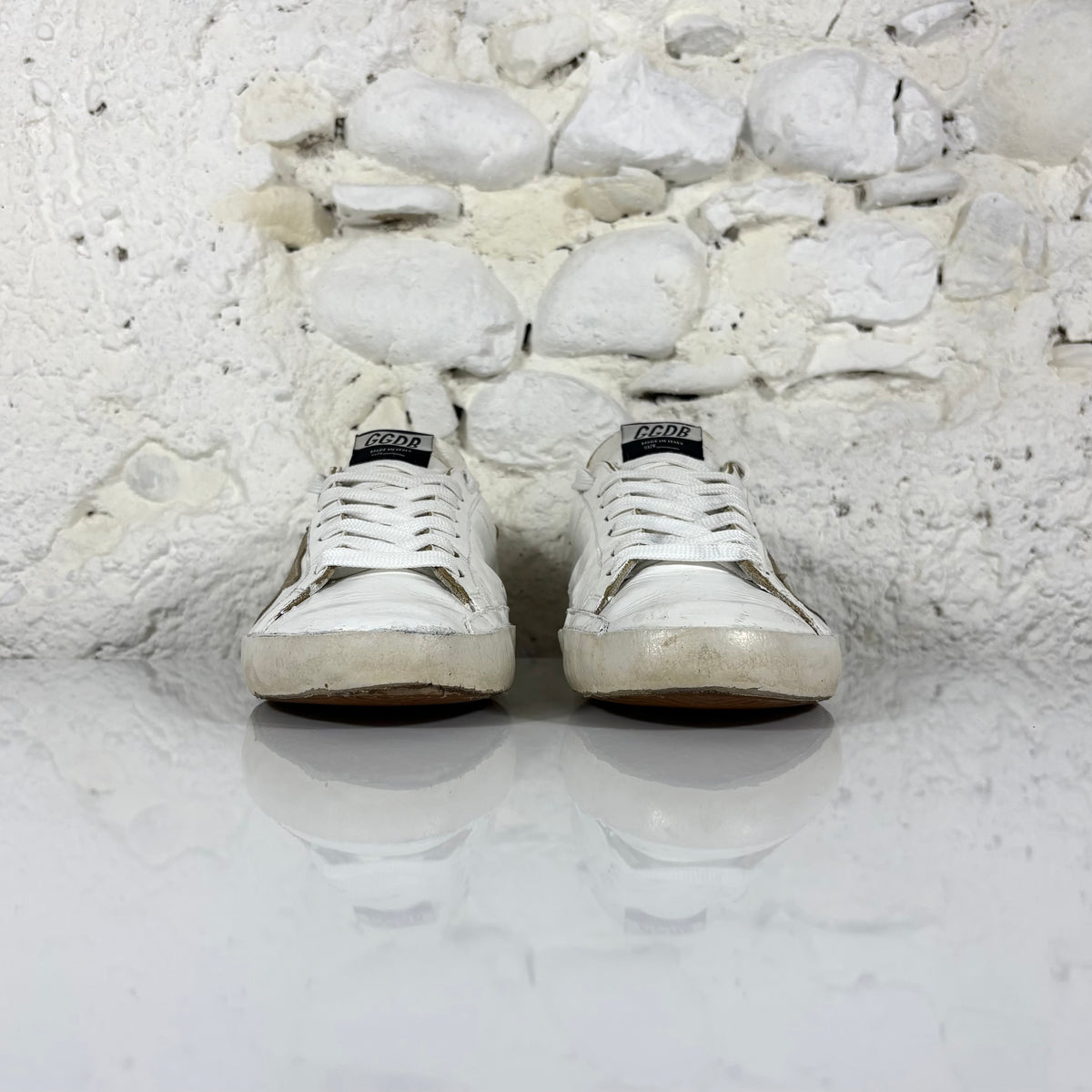 Golden goose Superstar bianche con talloncini gialli 42