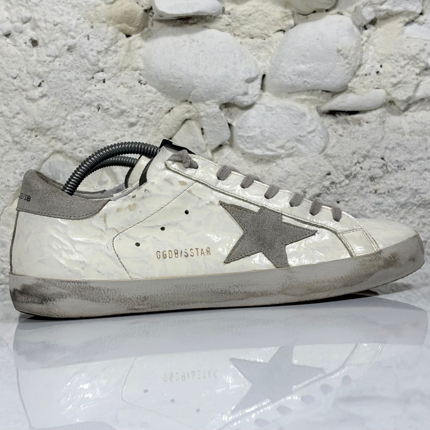 Golden goose Superstar Bianche talloncino grigio 42