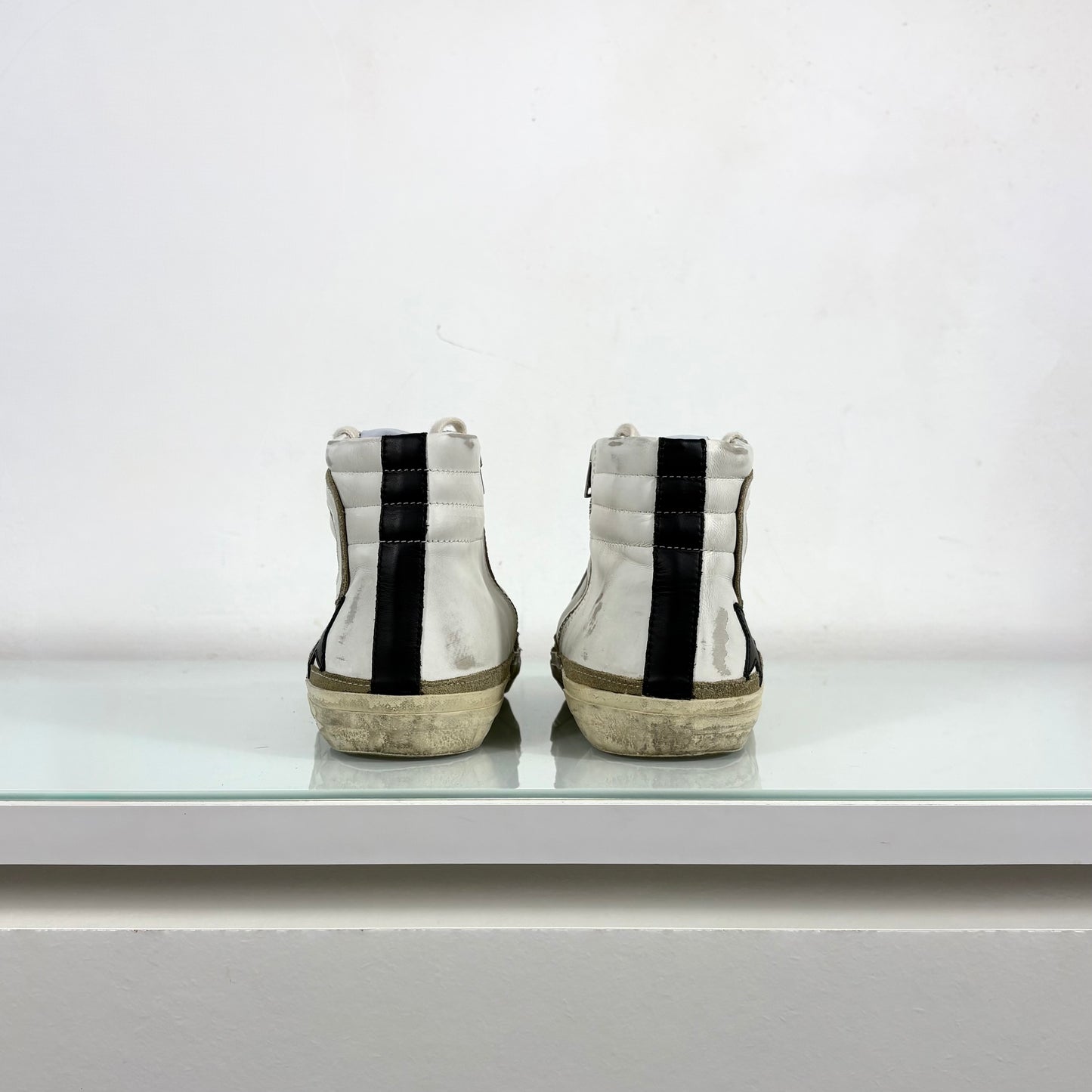 Golden goose Slide bianche con dettagli neri e beige 42