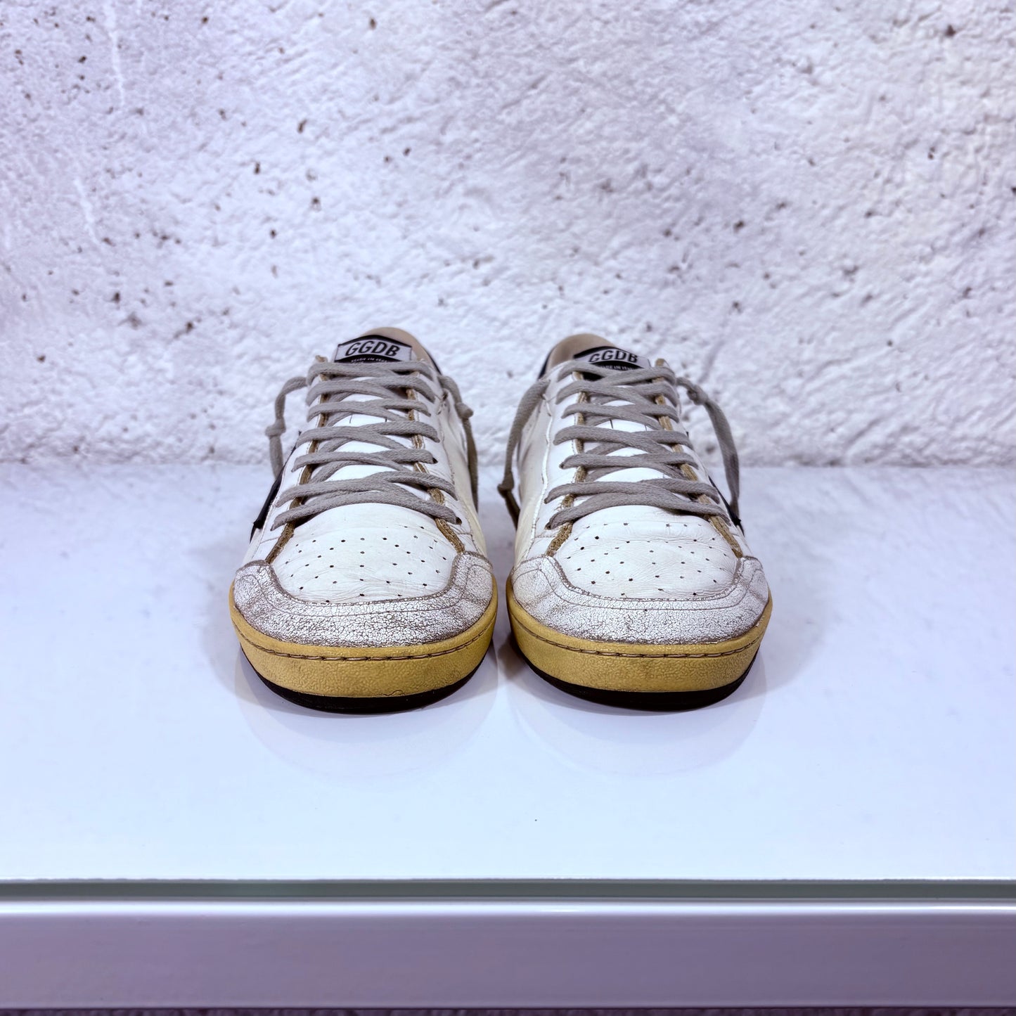 Golden goose Ballstar bianche Stella nera e tallone blu scuro 44