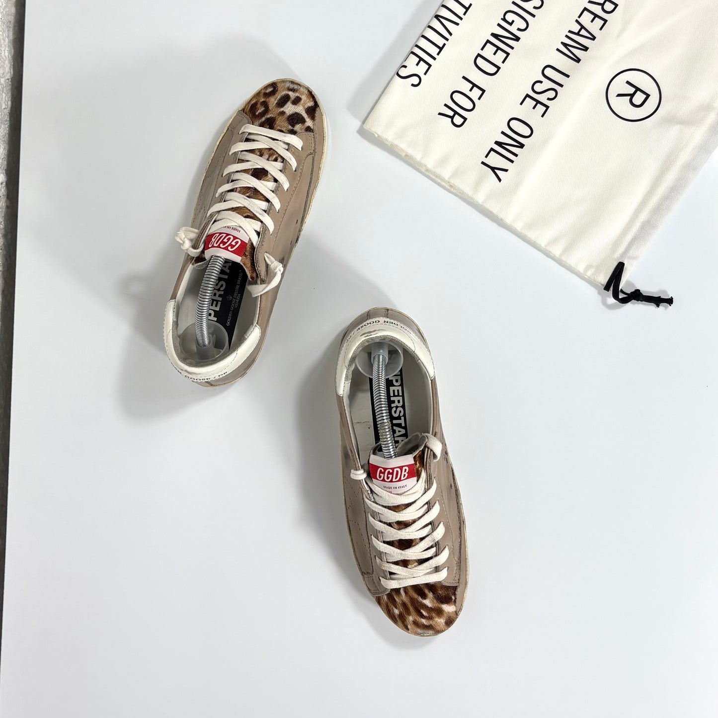 Golden goose Superstar beige in pelle con punta maculata in “cavallino” 37