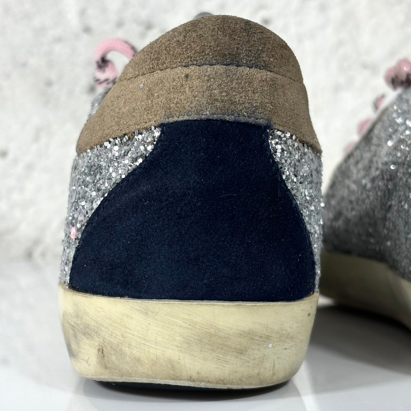 Golden goose Superstar glitter argento e stella bianca 37