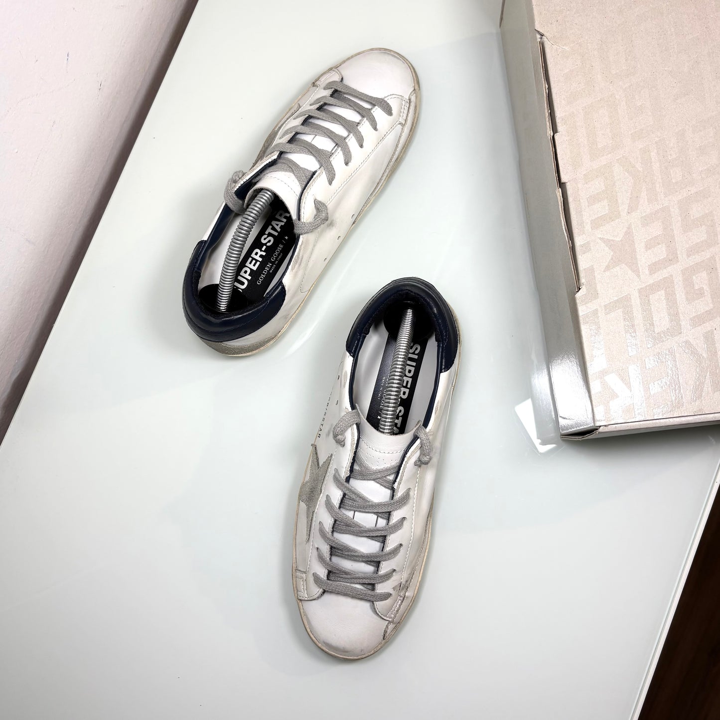 Golden goose Superstar Bianche tallone blu scuro 36