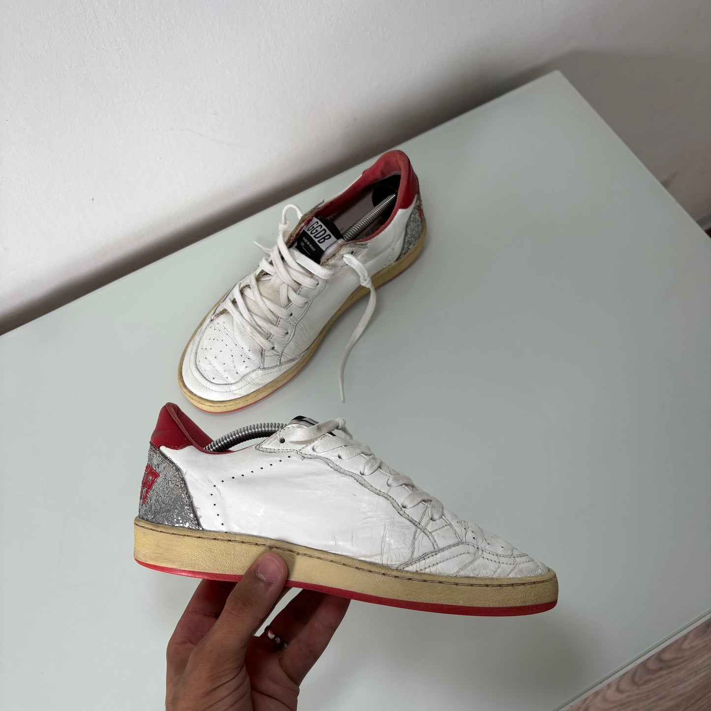 Golden goose ballstar bianche e tallone rosso 37
