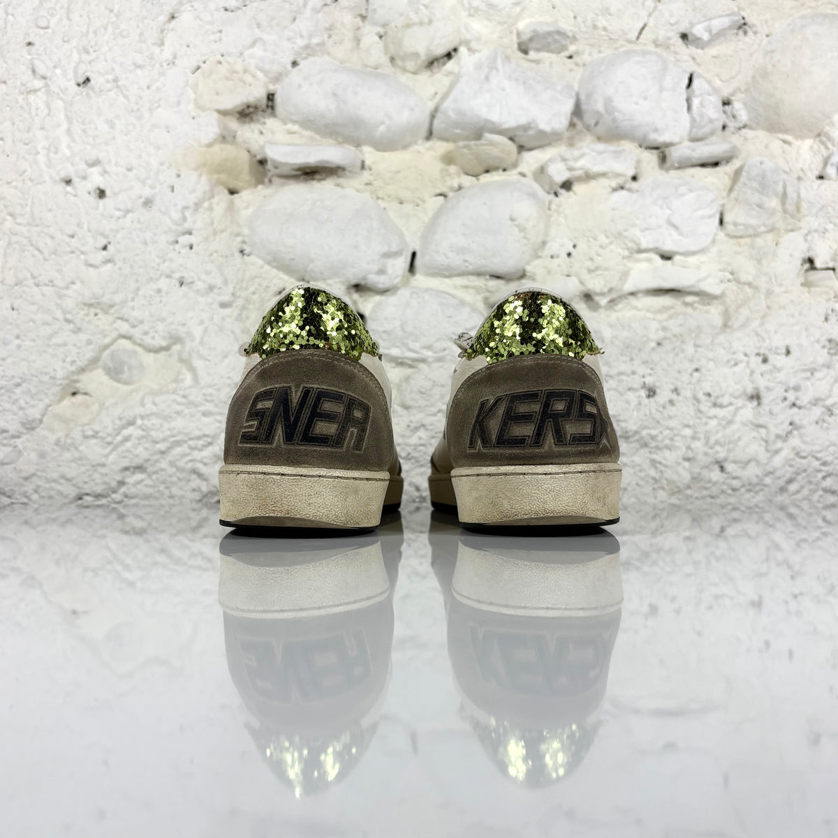 Golden goose Ballstar bianche con talloncini glitter 37