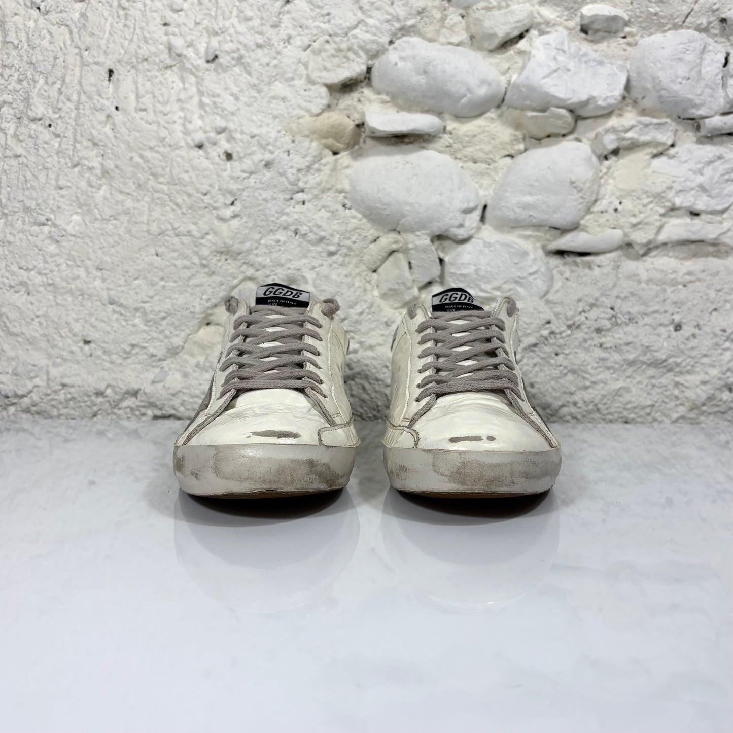 Golden goose Superstar Bianche talloncino grigio 42