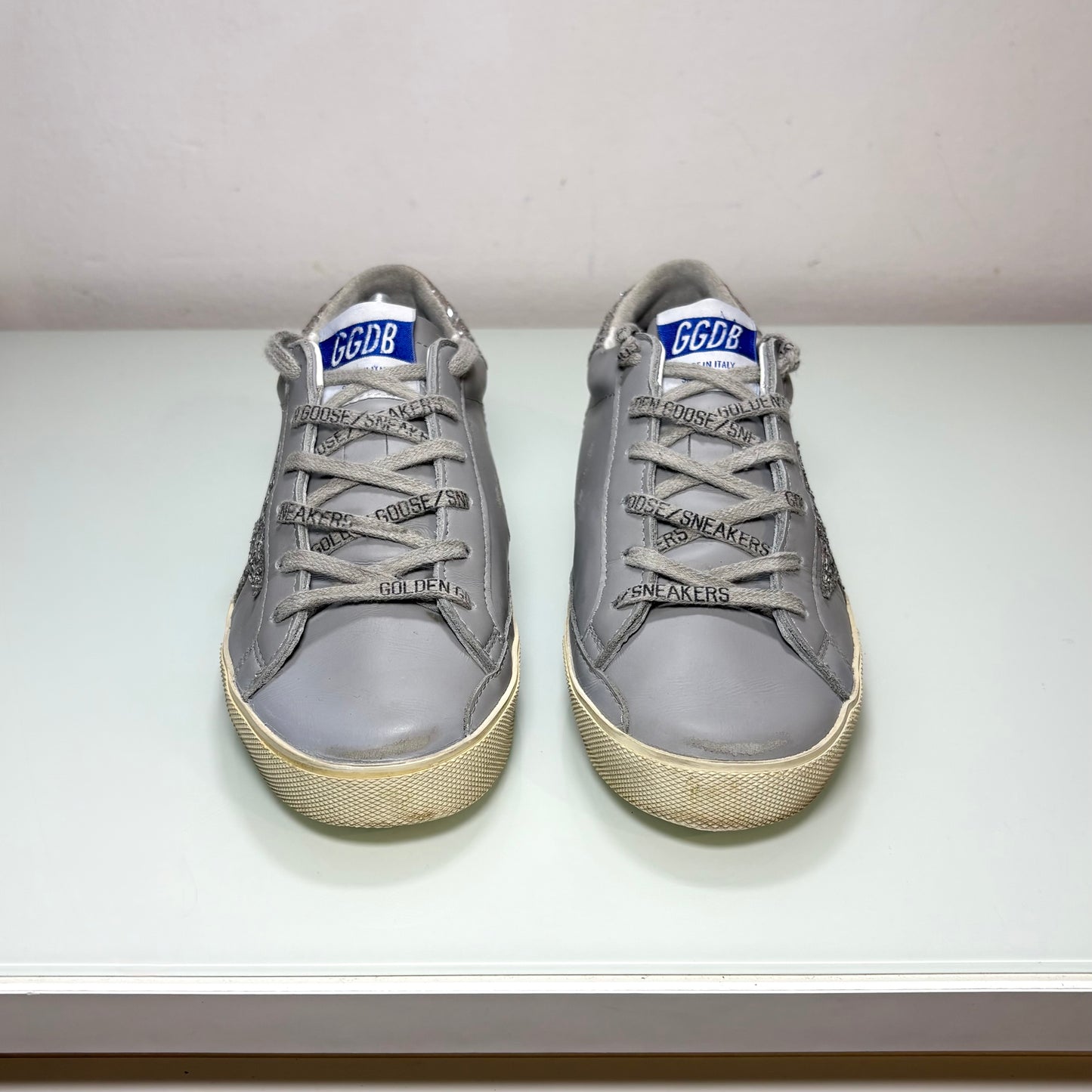 Golden goose Superstar grigie con Stella e tallone brillantinato 36