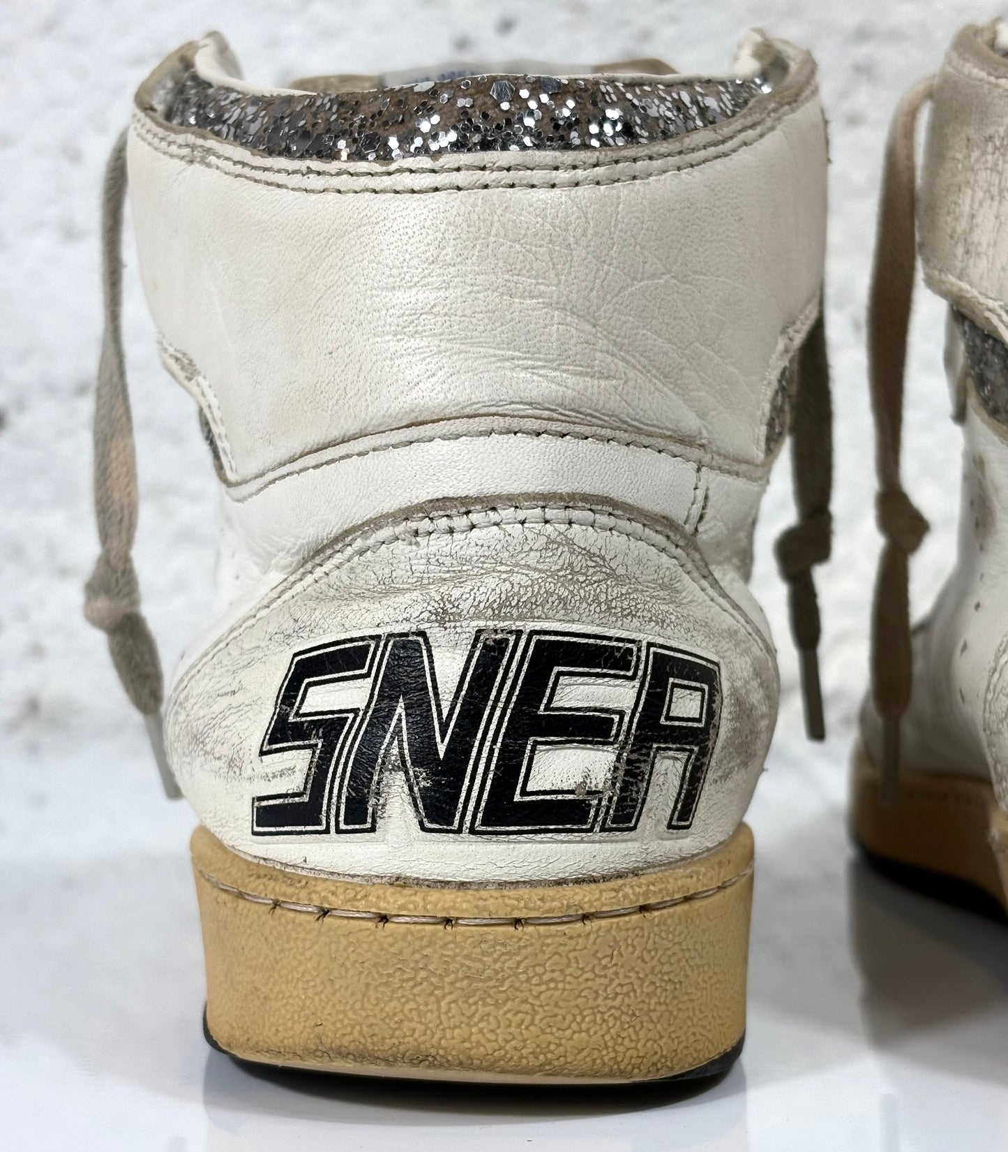 Golden goose Sky-star bianche con stella argento brillantinata 39