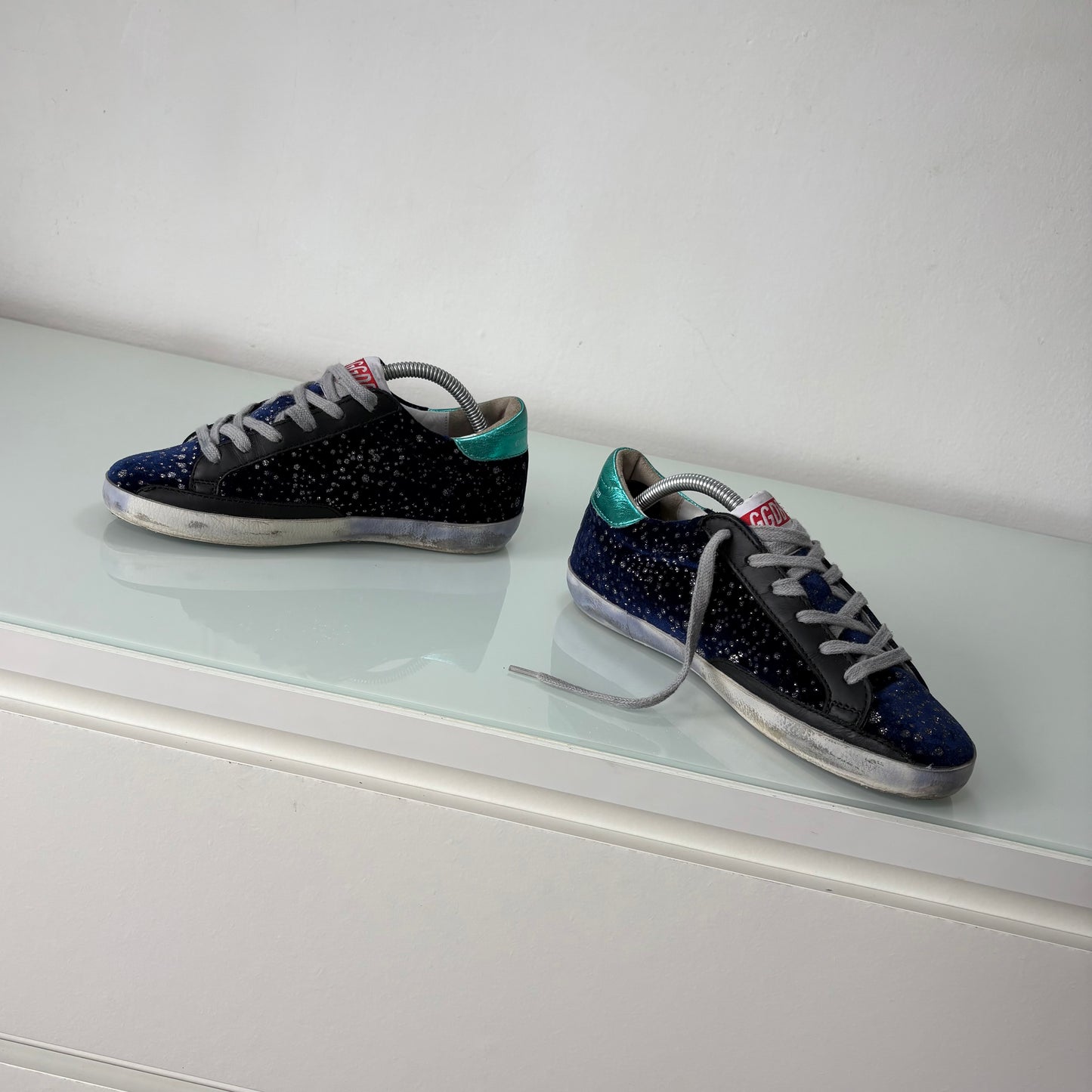 Golden goose Superstar blu con macchie brillantinate 35