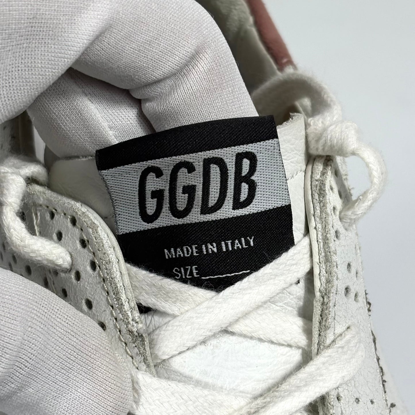 Golden goose Superstar bianche motivo a buchi, stella argento e talloncino Bordeaux 39