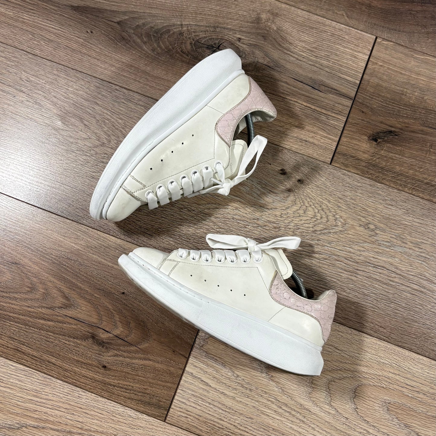 Alexander McQueen bianche tallone serpente rosa 38,5