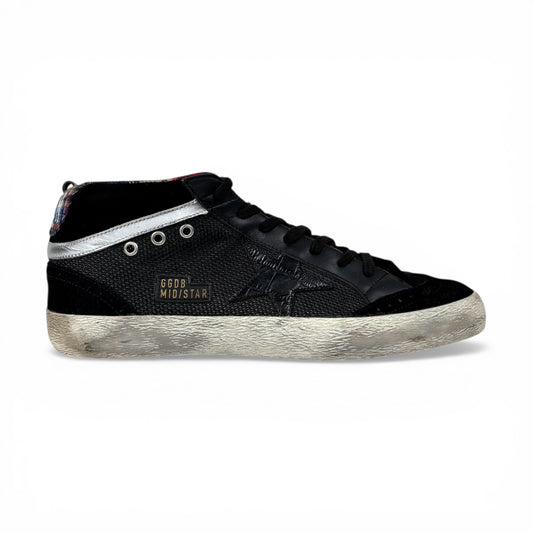 Golden goose Mid star nere con interno Tartan scozzese blu 43