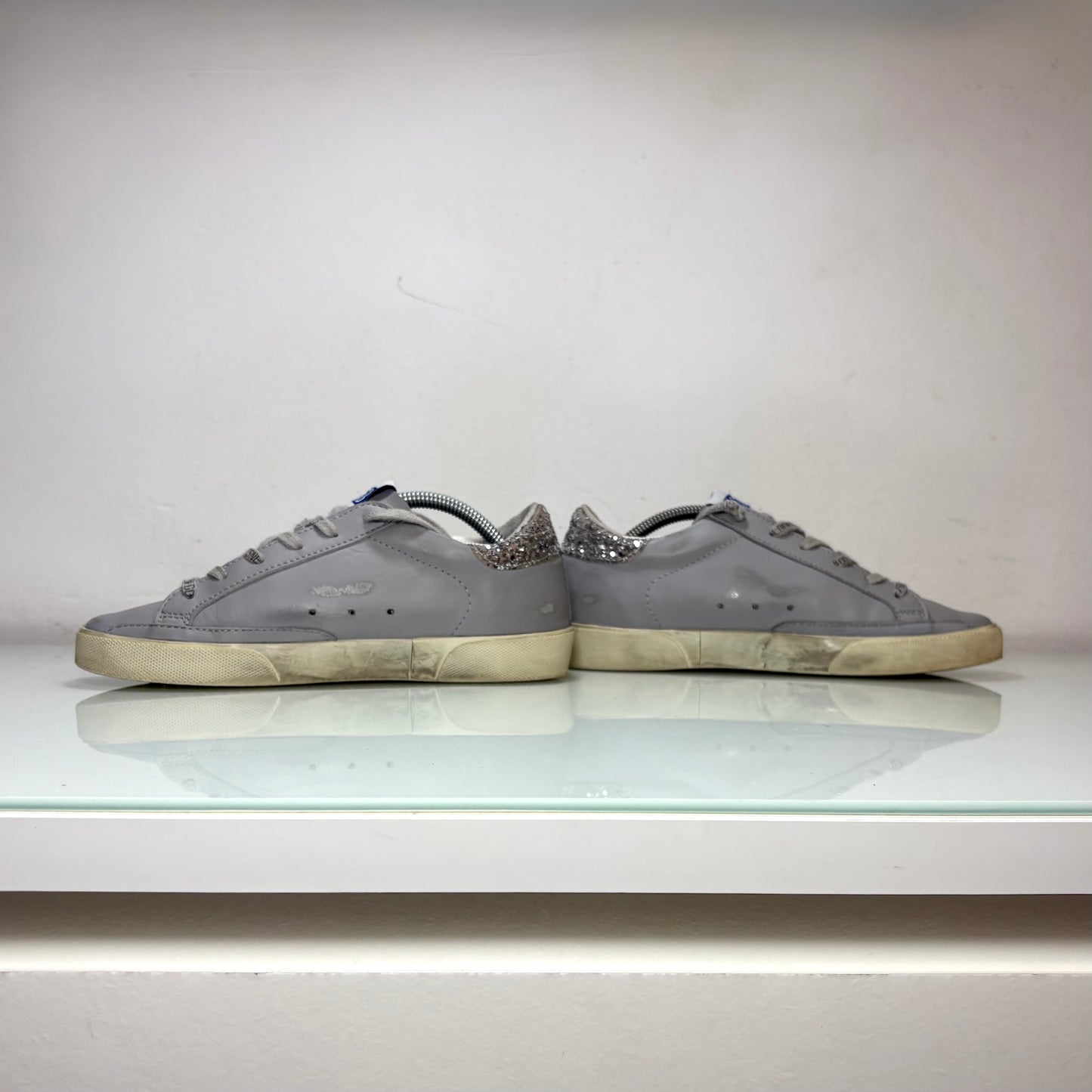 Golden goose Superstar grigie con Stella e tallone brillantinato 36