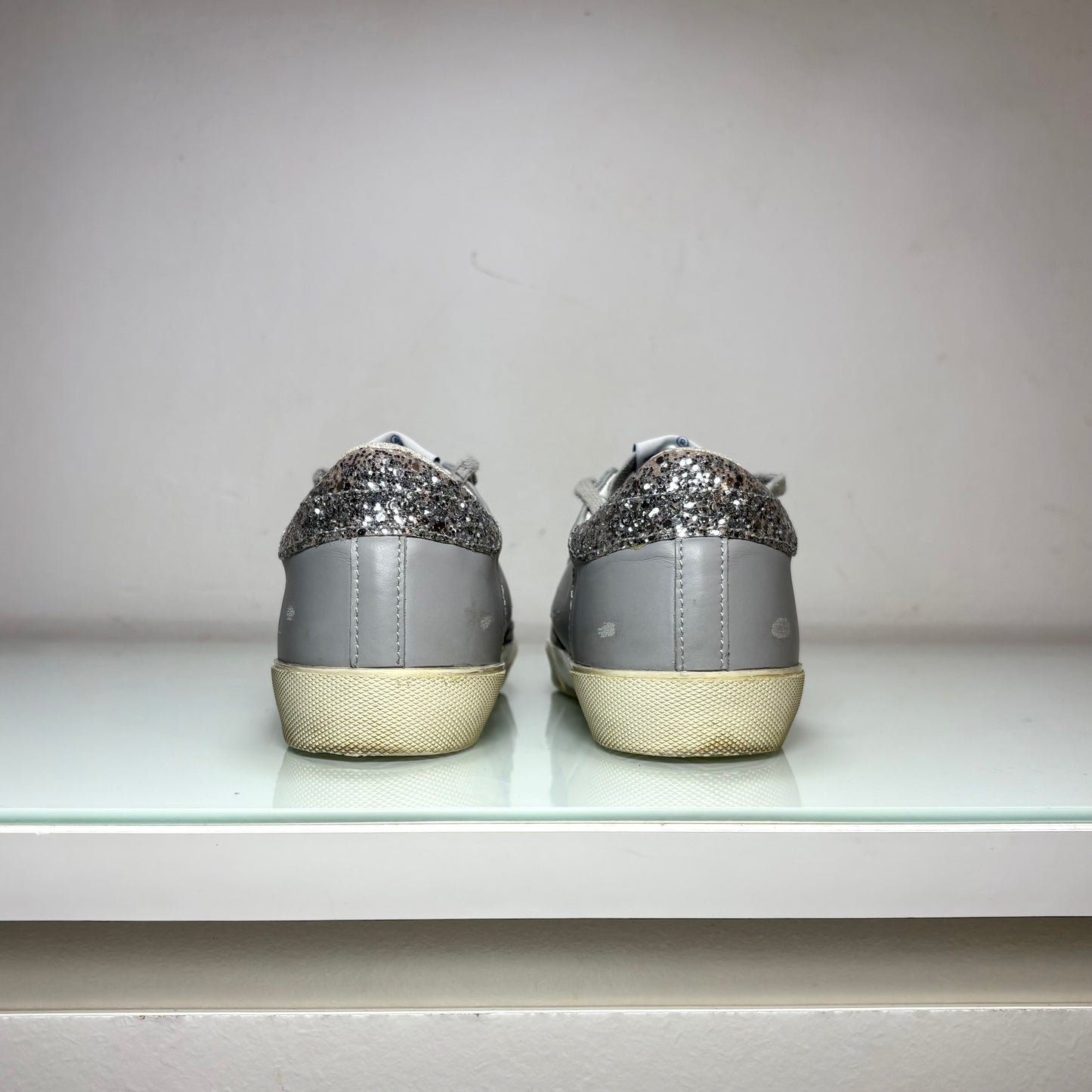 Golden goose Superstar grigie con Stella e tallone brillantinato 36