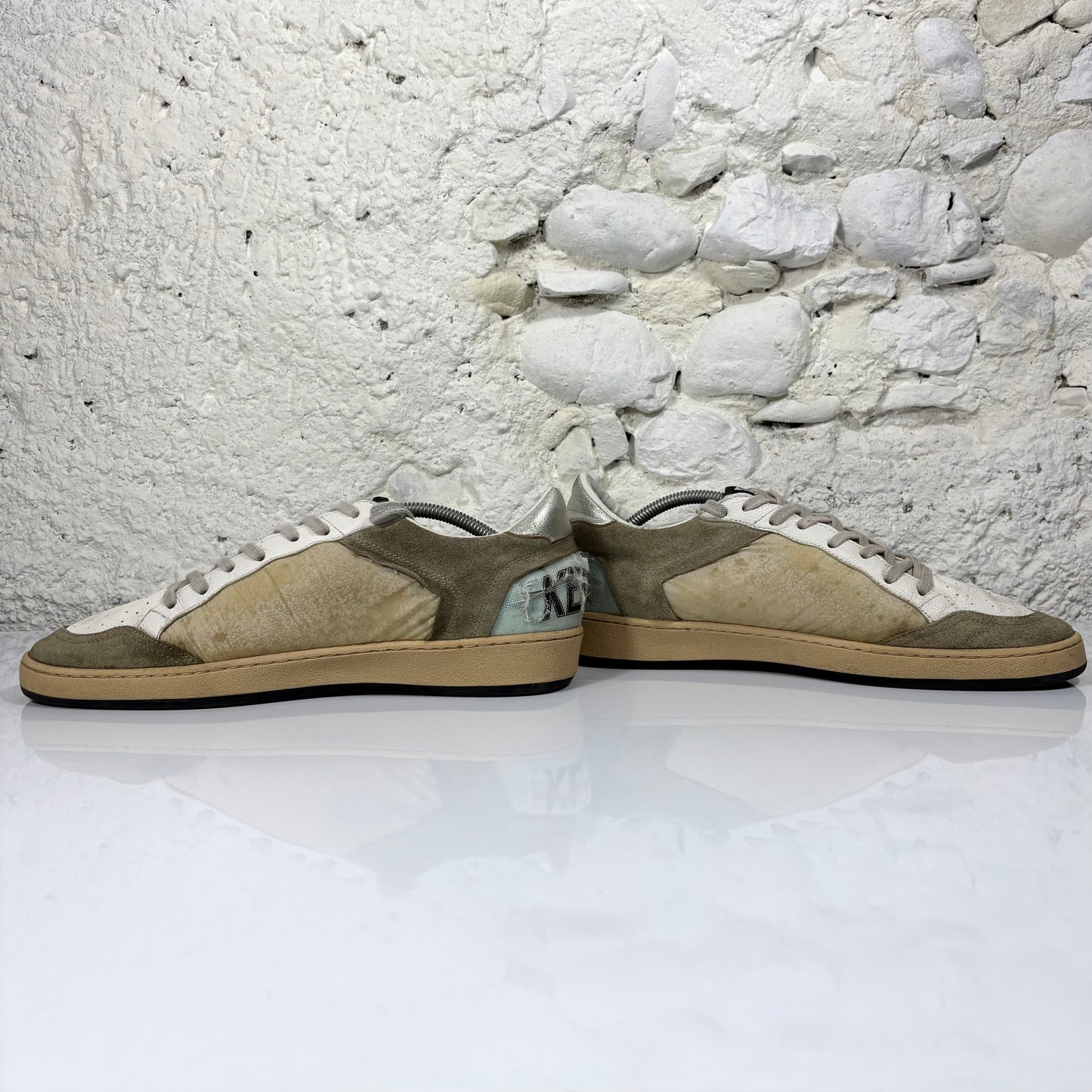 Golden goose Ballstar Taupe, bianco e tallonci argento  44