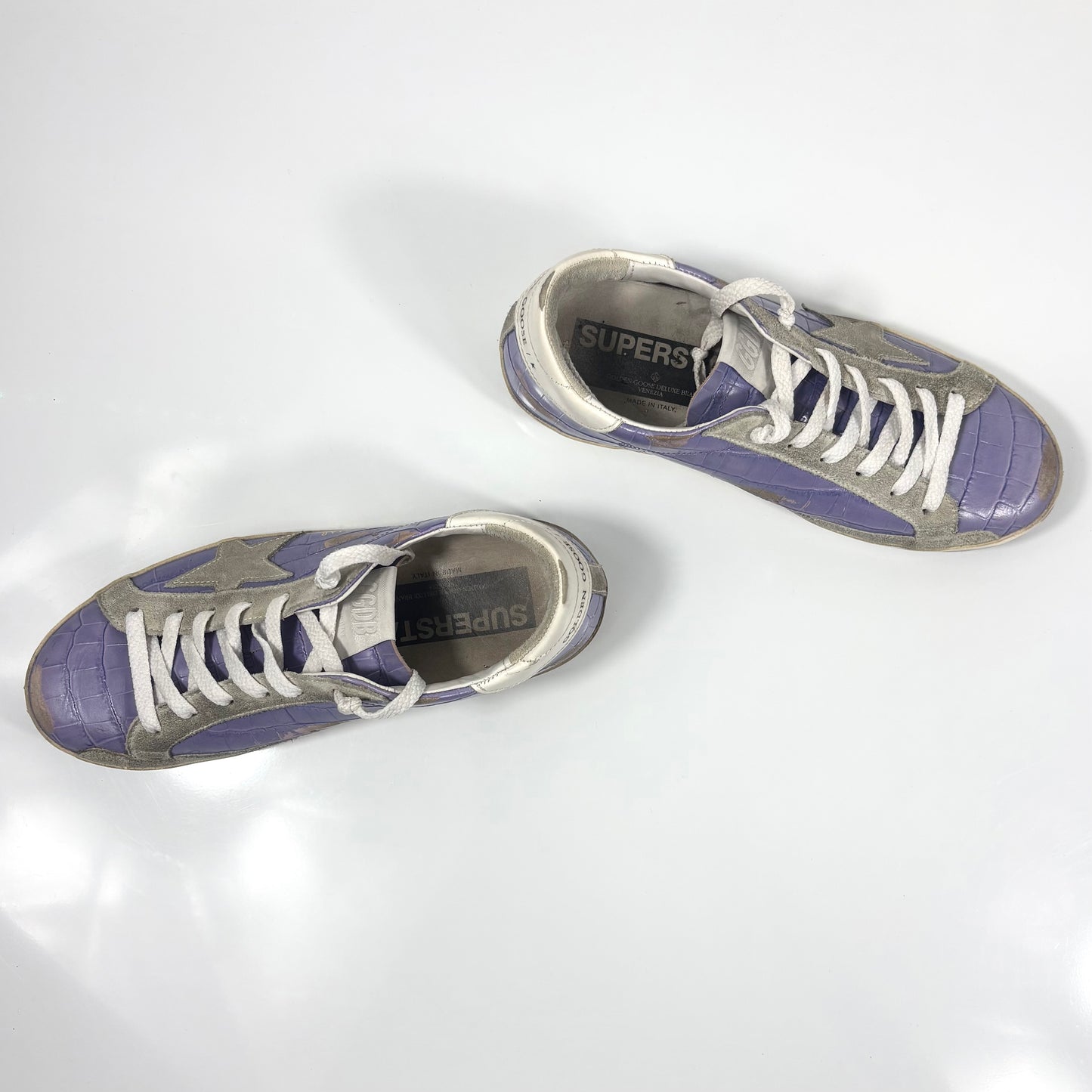 Golden goose Superstar azzurre effetto “coccodrillo” 38
