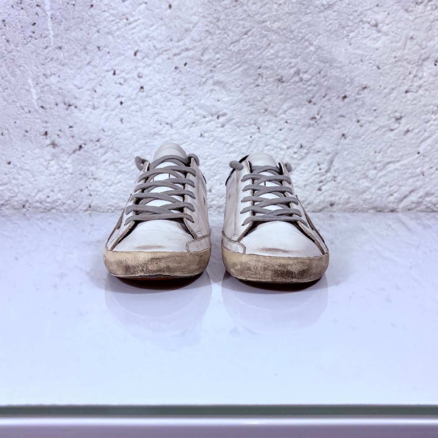 Golden goose Superstar bianche stella grigia e tallone nero 39