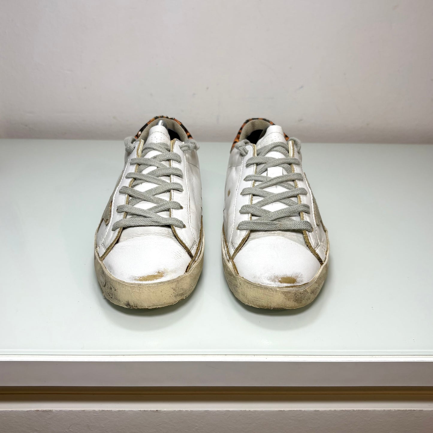Golden goose Superstar in colorazione bianco tallone leopardo 36