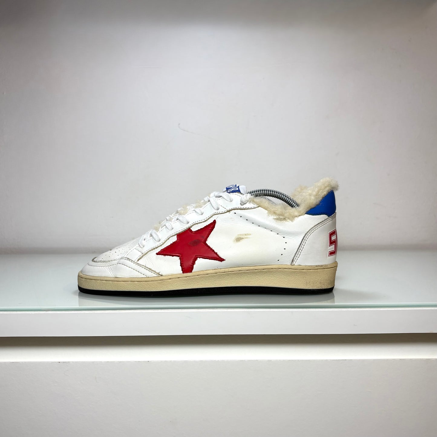 Golden goose Ballstar orsetto interno bianche, stella rossa e tallone blu 40
