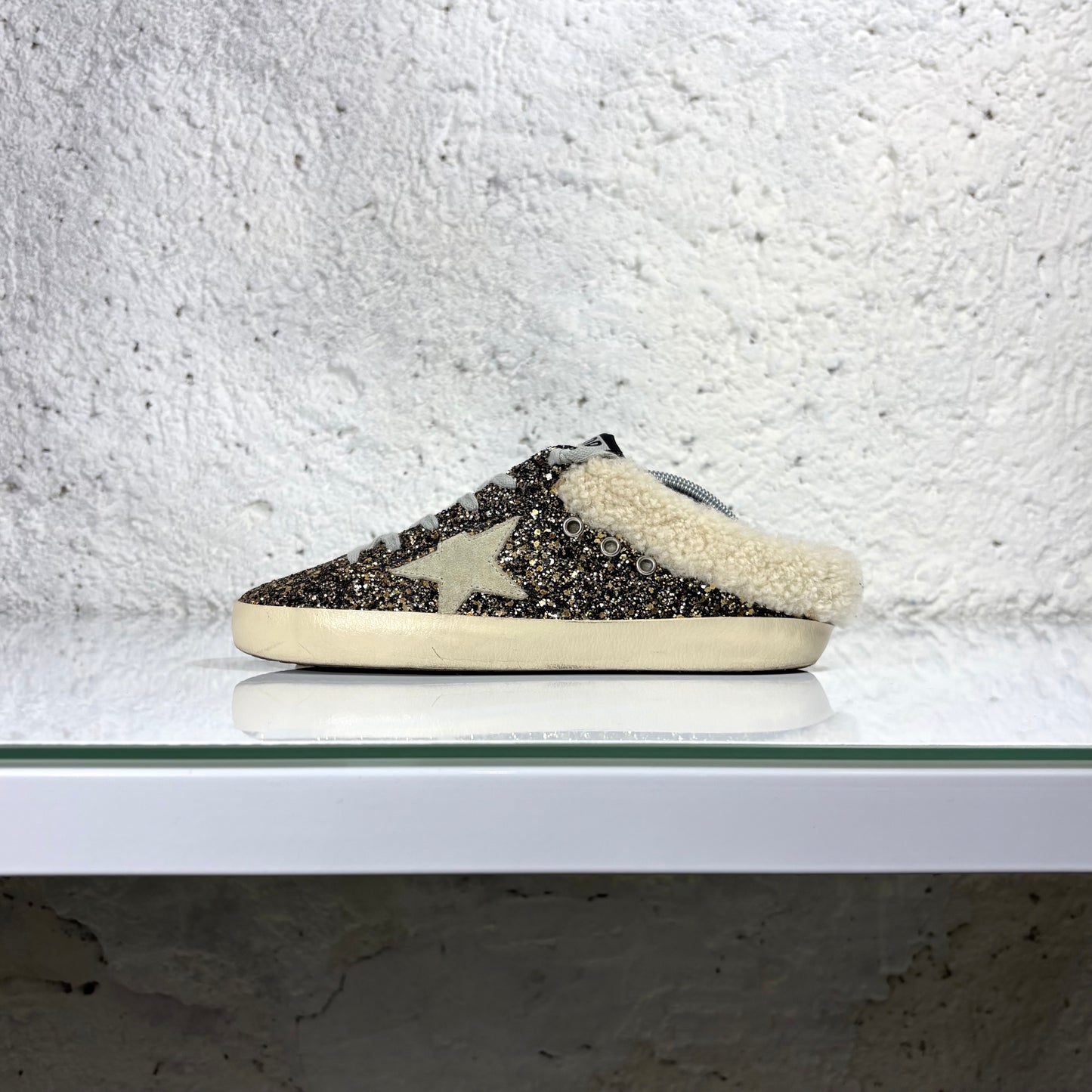 Golden goose Superstar Sabot con Glitter e interno in Shearling 39