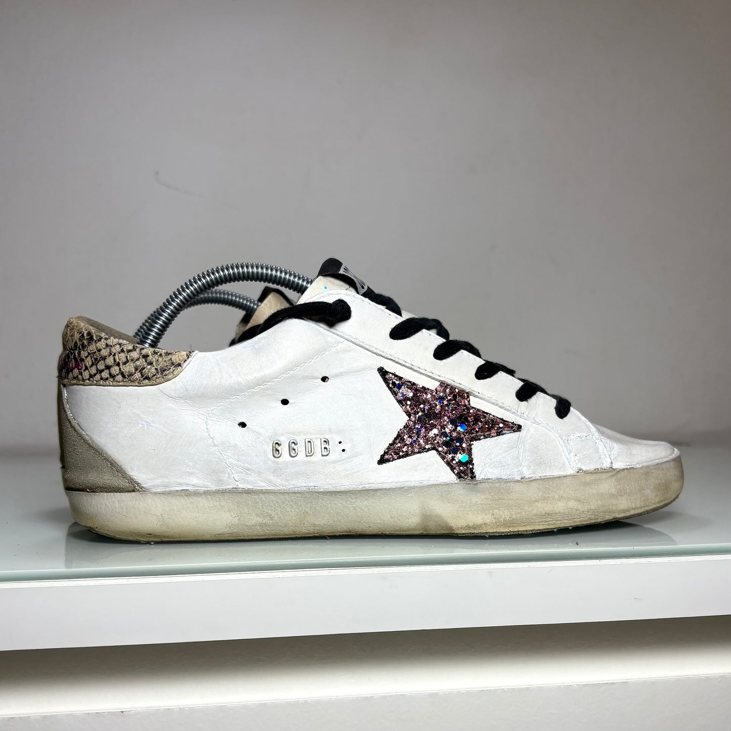 Golden goose Superstar bianco, tallone squame 39