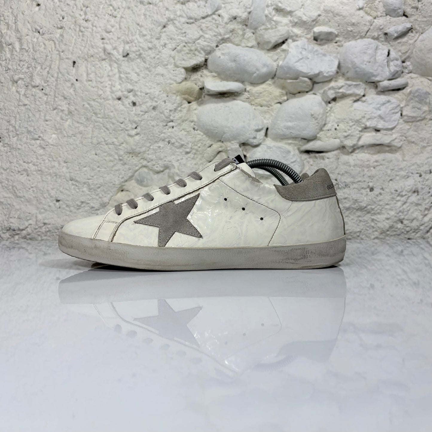 Golden goose Superstar Bianche talloncino grigio 42