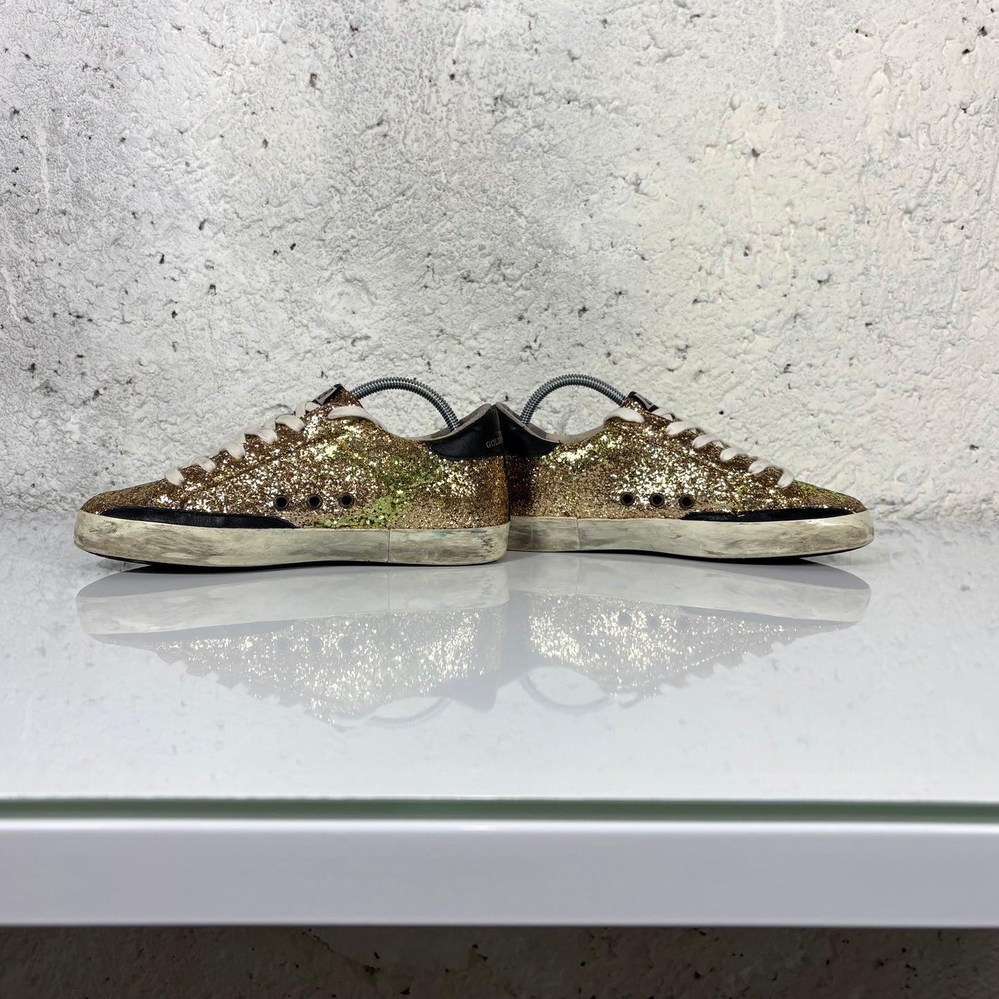 Golden goose Superstar colorazione oro e nero in paillettes e brillantini 38