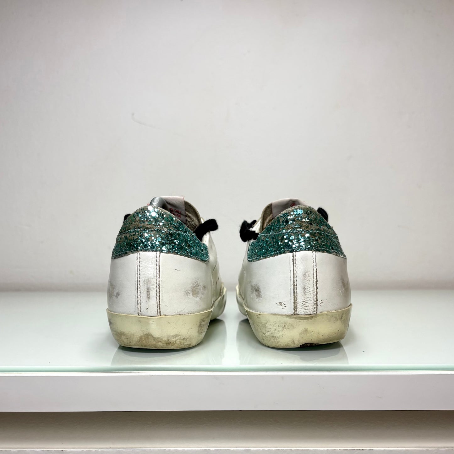 Golden goose Superstar bianche stella con squame tallone brill. 37