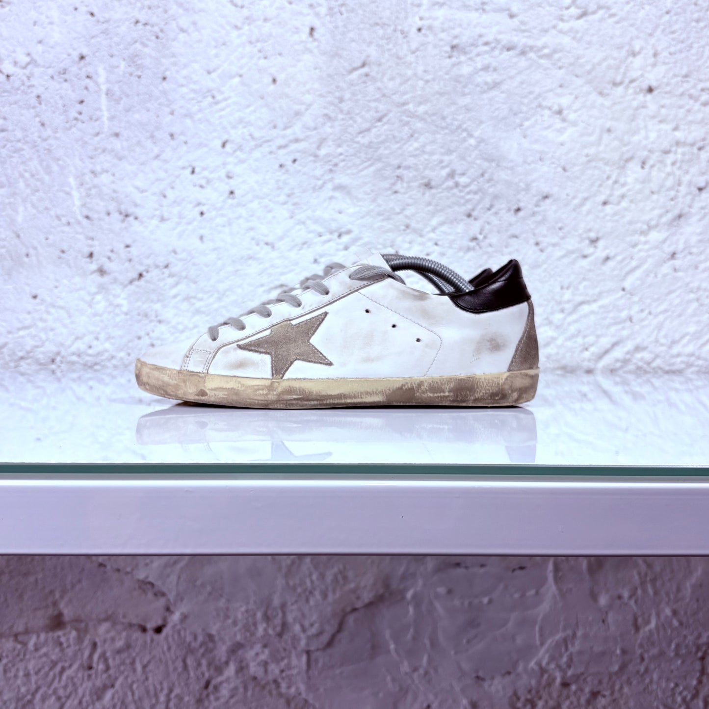 Golden goose Superstar bianche stella grigia e tallone nero 39