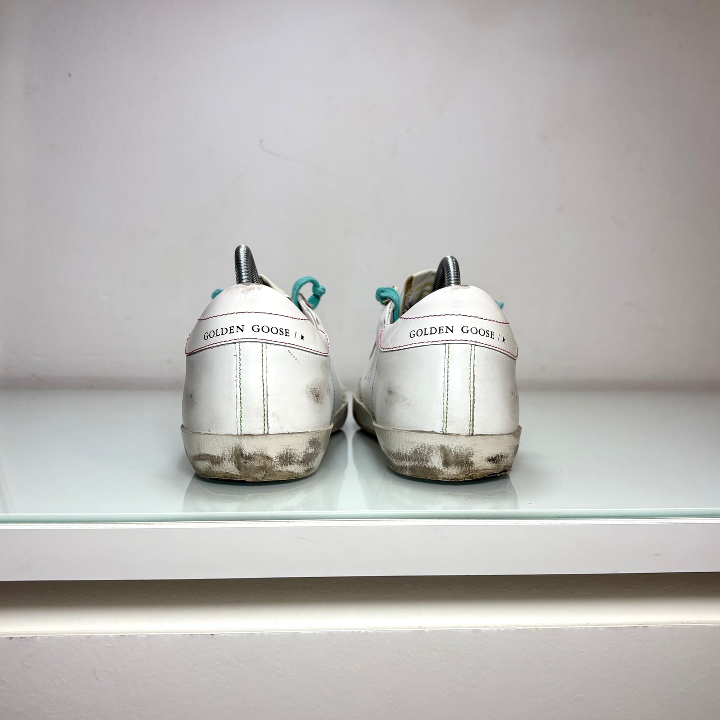 Golden goose Superstar bianche e lacci azzurri 38