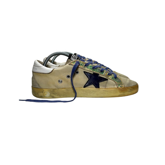 Golden goose Superstar Beige stella e lacci viola 39
