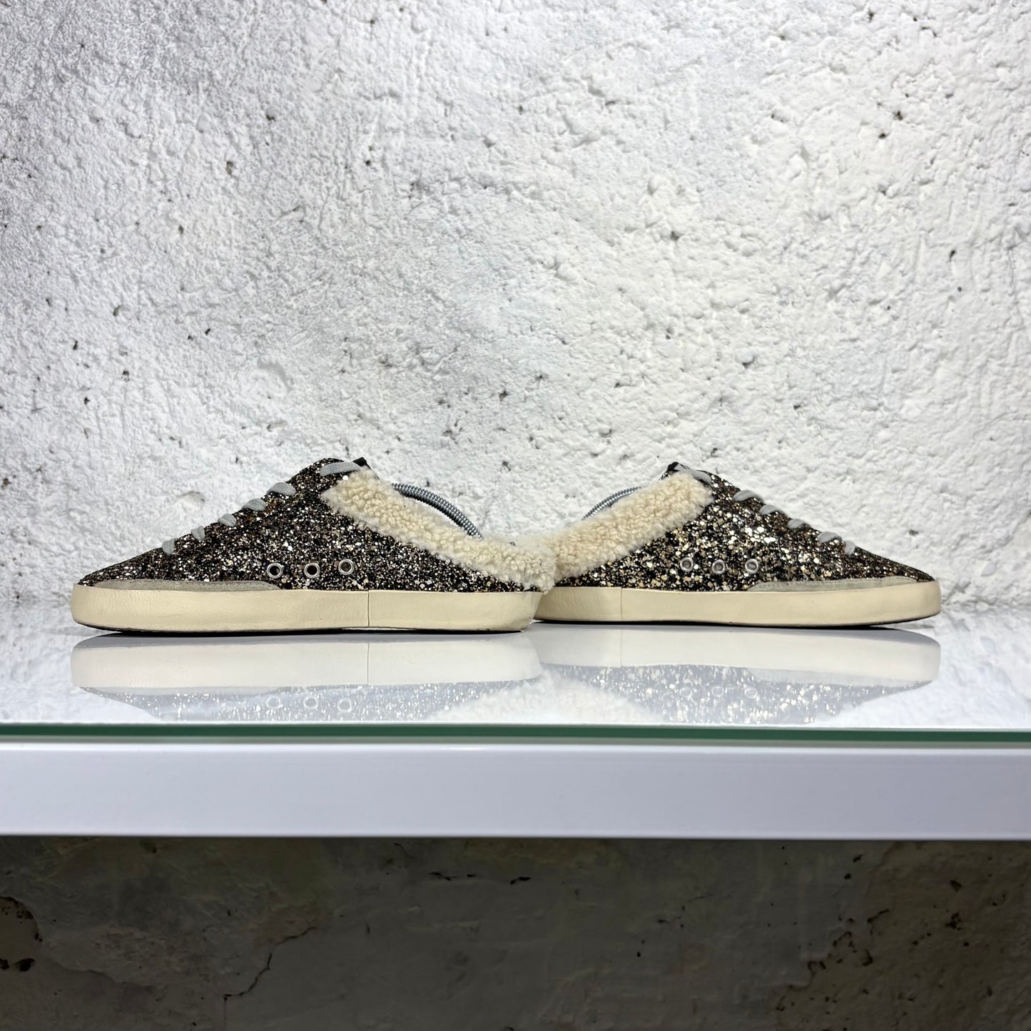 Golden goose Superstar Sabot con Glitter e interno in Shearling 39