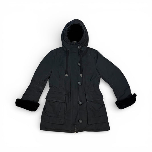 Moncler long nero con pelliccia XL