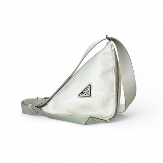 Prada Triangle in pelle bianco