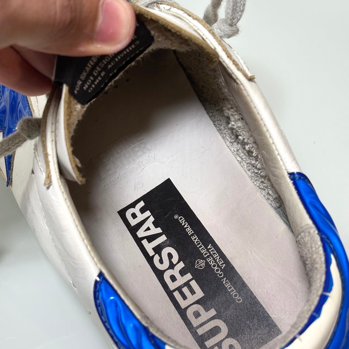 Golden goose Superstar bianco stella e tallone blu 43
