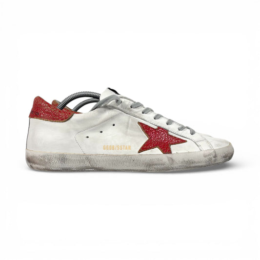 Golden goose Superstar bianche stella e tallone rosso 43