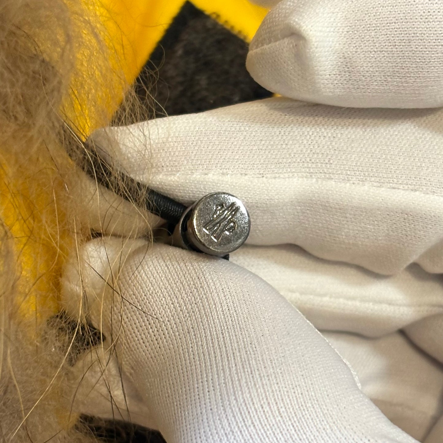 Moncler fur hood giallo con pelliccia taglia L