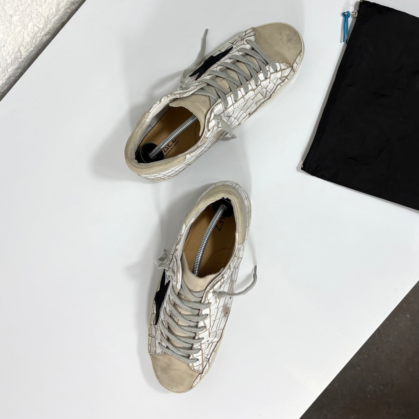 Golden goose Superstar bianche fantasia simil “squame” bianco e tallone beige 41