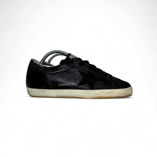 Golden goose Superstar nere scritta oro e tallone brillantinato 38