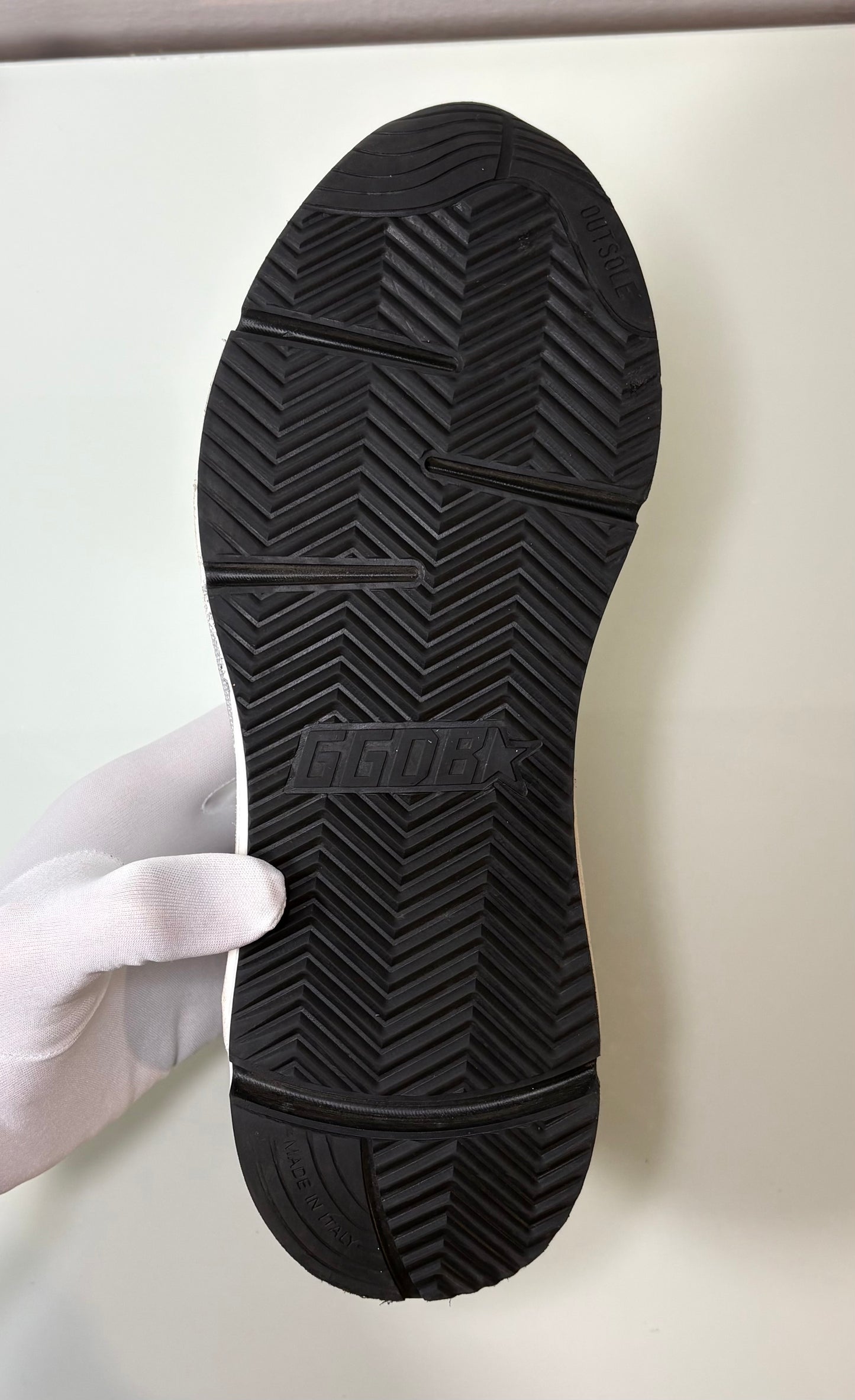 Golden goose Running Sole argento con brillantini 42