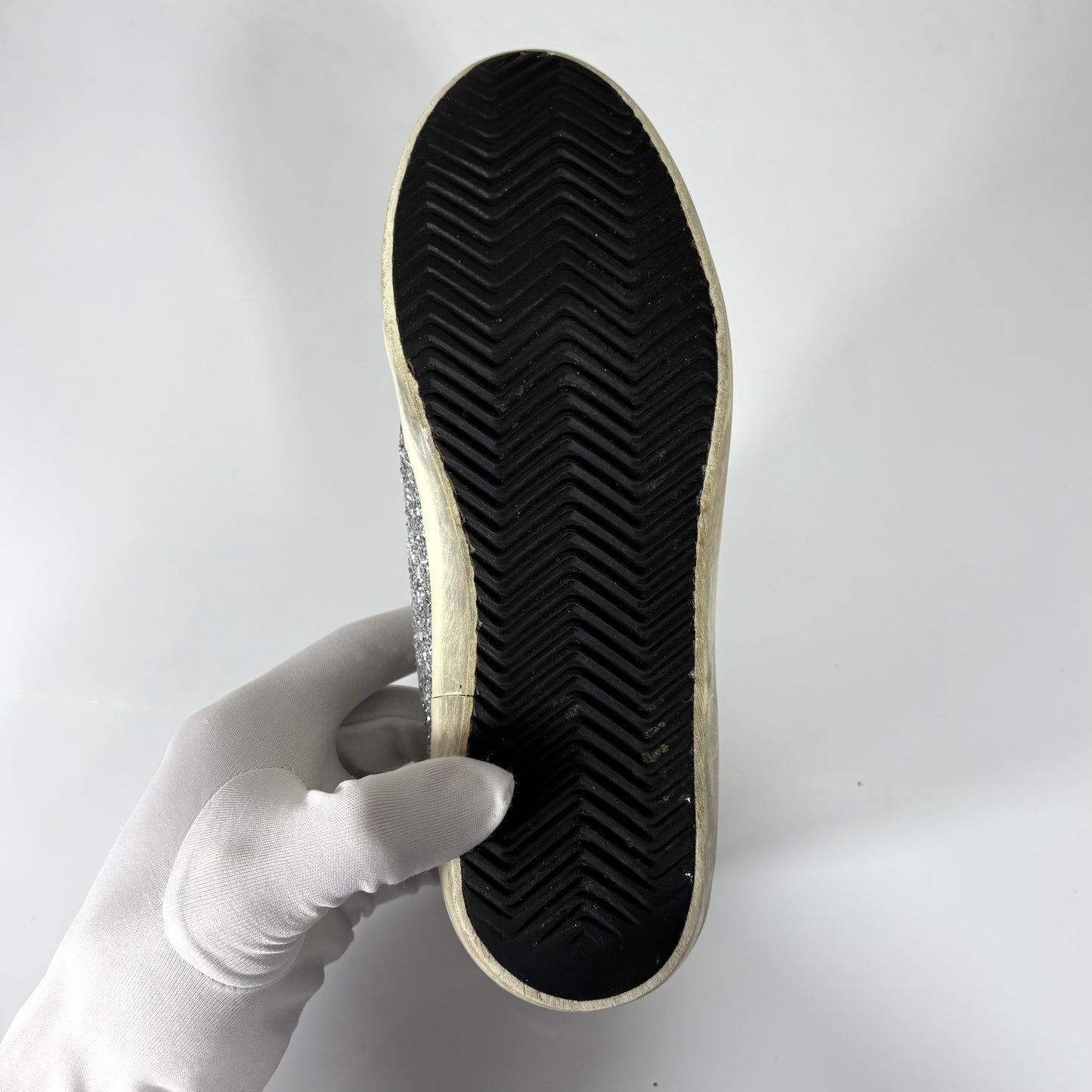 Golden goose Superstar glitter argento e stella bianca 37