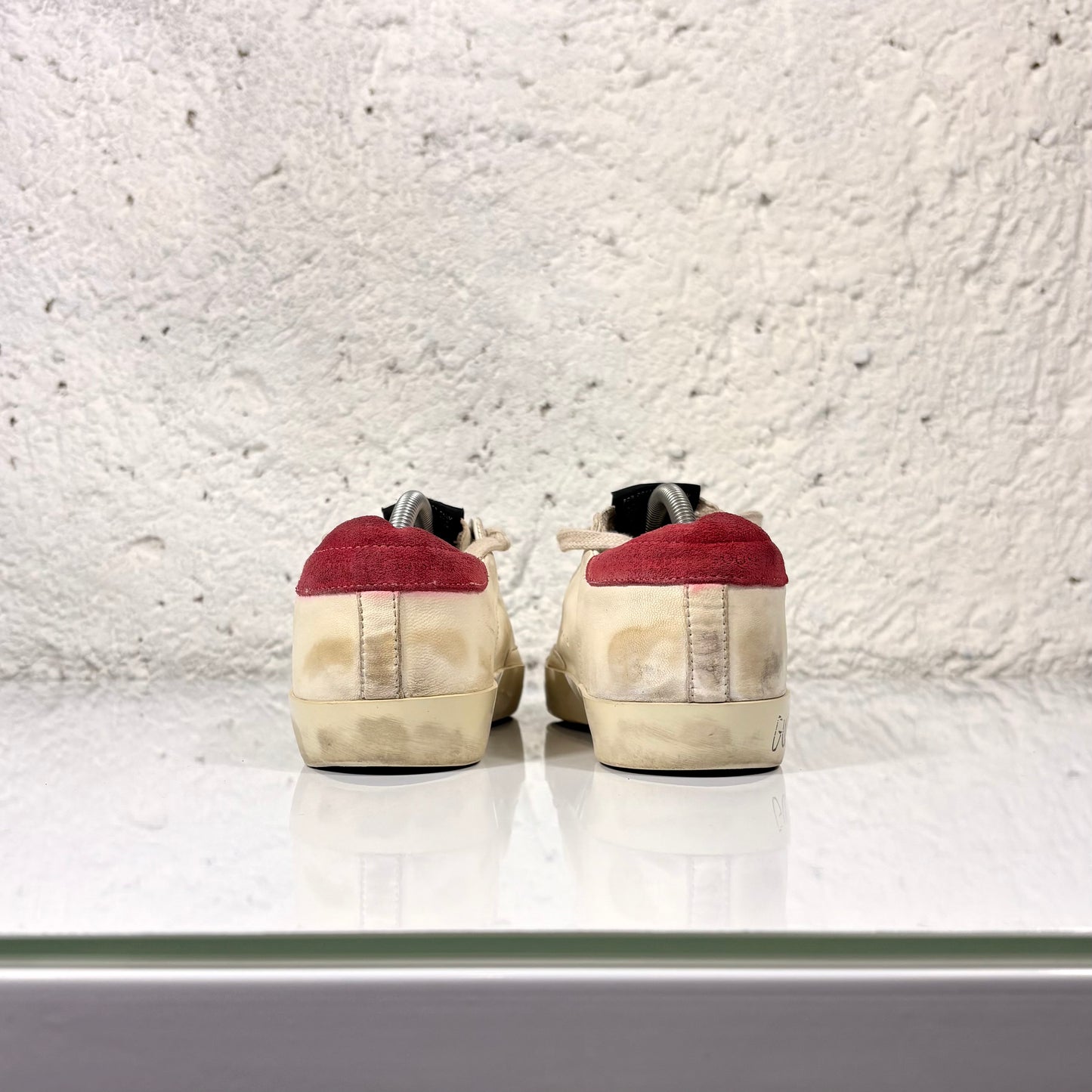 Golden goose superstar beige in pelle con Stella rossa in suede 37