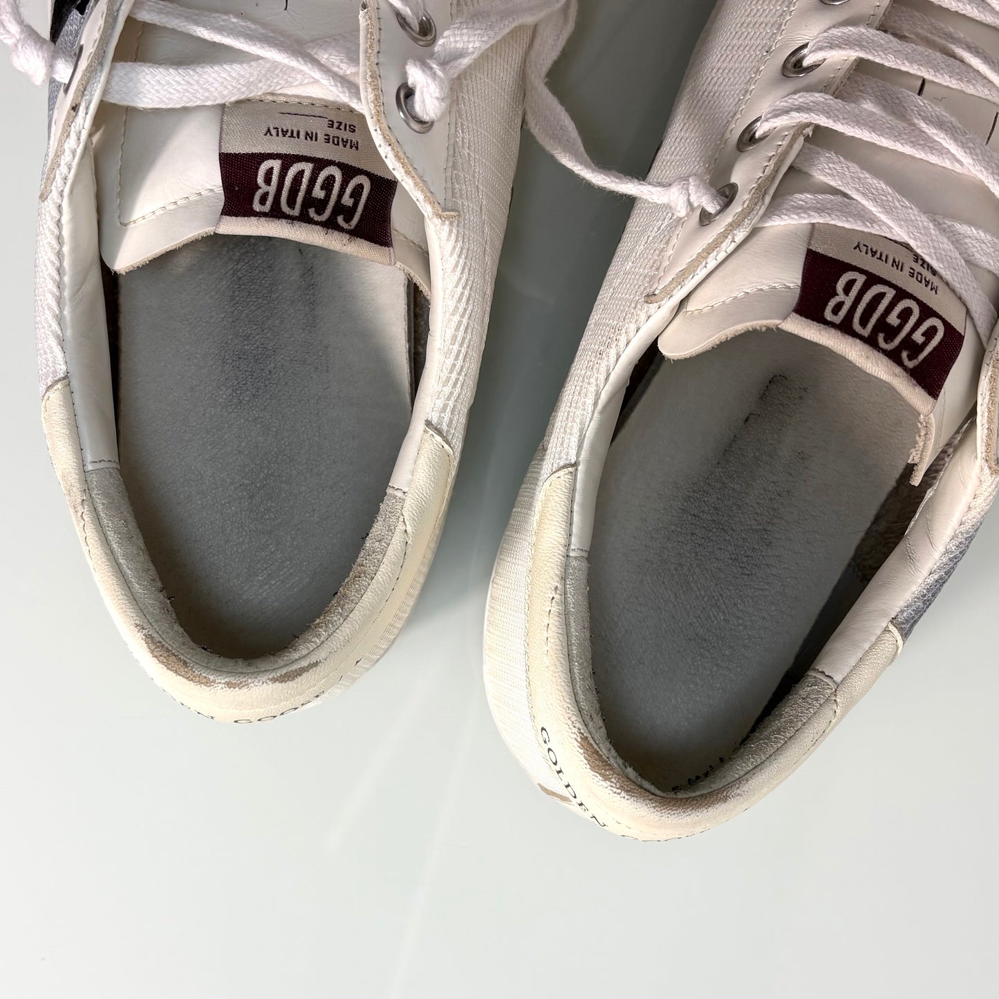 Golden goose Superstar bianche e Stella nera in tessuto e pelle 42