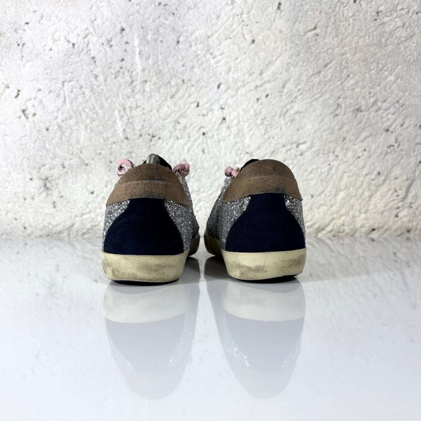 Golden goose Superstar glitter argento e stella bianca 37